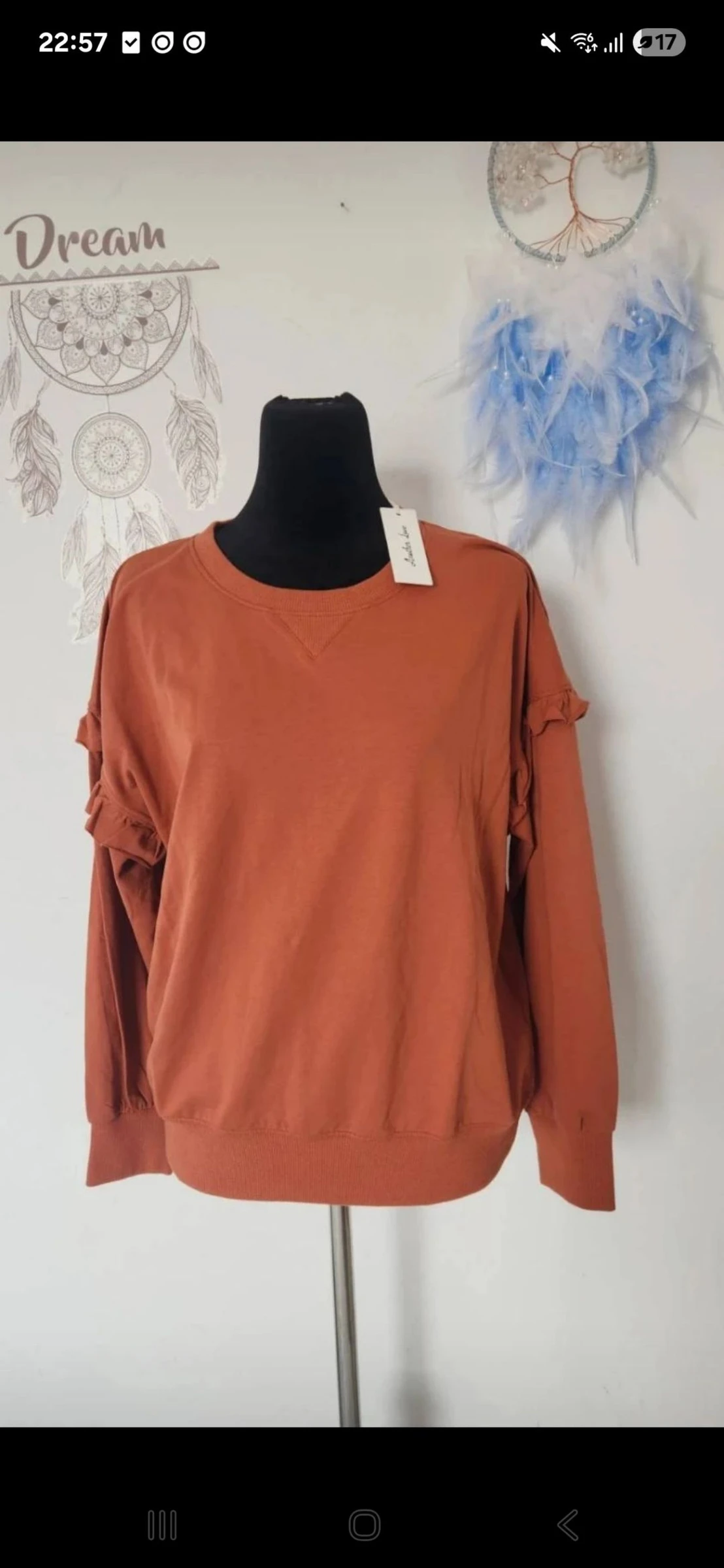 Sweat fluide a volant terracotta ●Taille L●🌸
